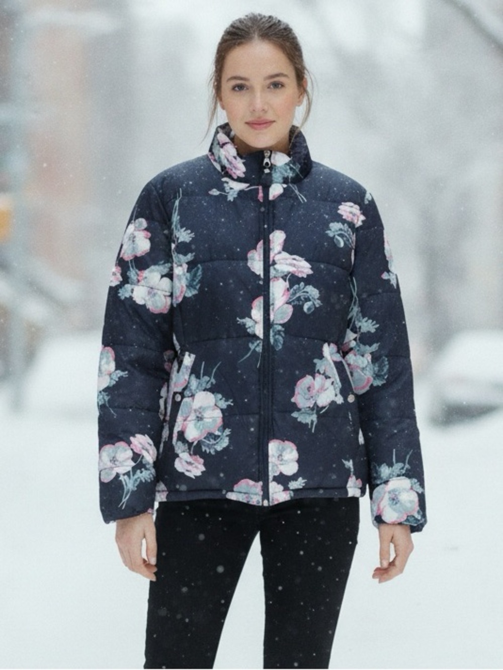 Joules Reversible Navy Floral Quilted Jacket US 14 UK 18 Garden Chic Two-in-One